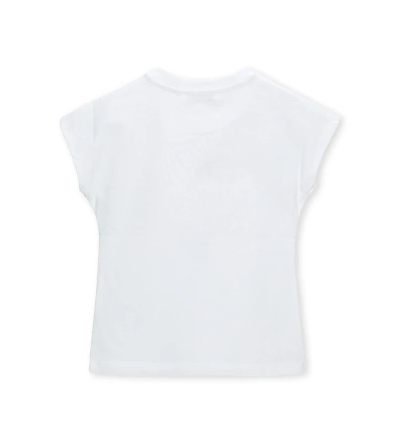 Παιδικό λευκό T-shirt για κορίτσι 5-14 ετών από ελαστικό βαμβάκι με κέντημα Original Marines.