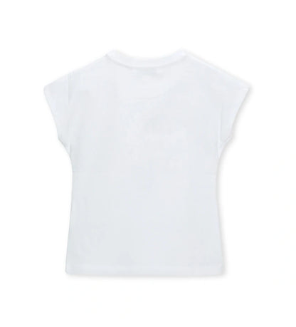 Παιδικό λευκό T-shirt για κορίτσι 5-14 ετών από ελαστικό βαμβάκι με κέντημα Original Marines.