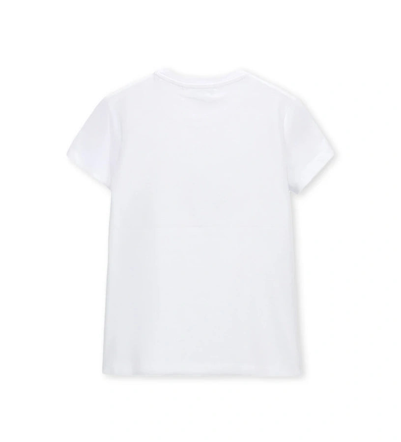 Παιδικό λευκό T-shirt για κορίτσι 5-14 ετών με λαμπερό τύπωμα καπέλο Original Marines.