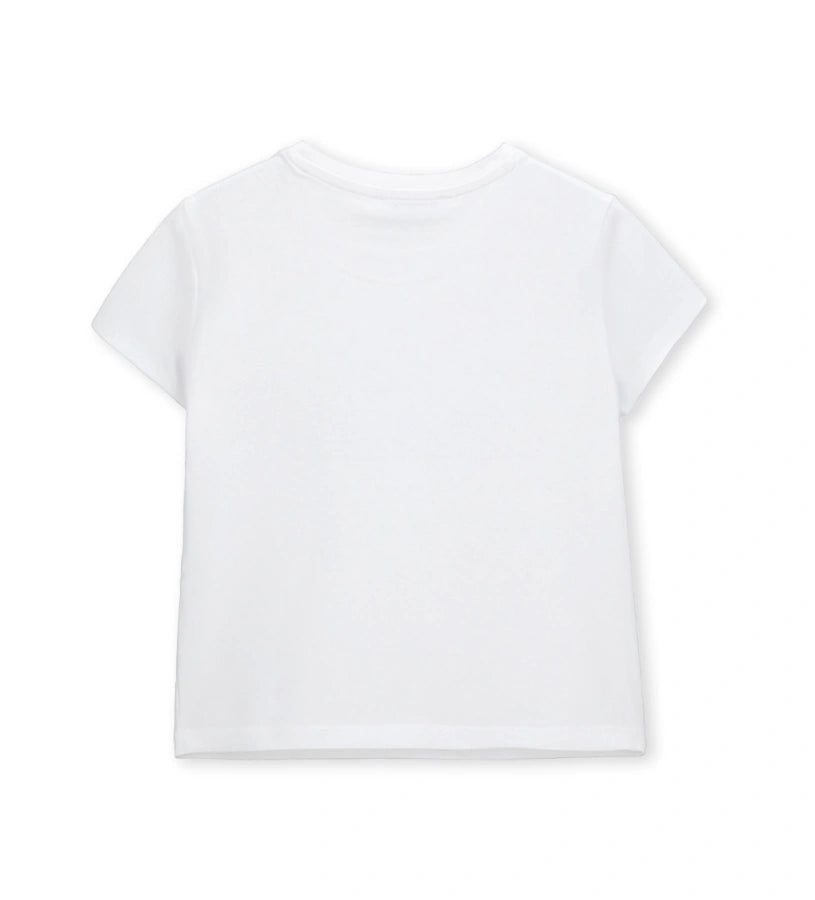 Παιδικό λευκό T-shirt για κορίτσι 5-14 ετών από ελαστικό βαμβάκι Original Marines.