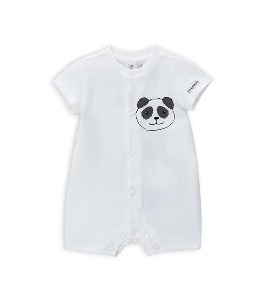 Βρεφικό λευκό pagliaccetto Original Marines με στάμπα αρκουδάκι Panda μπροστά.