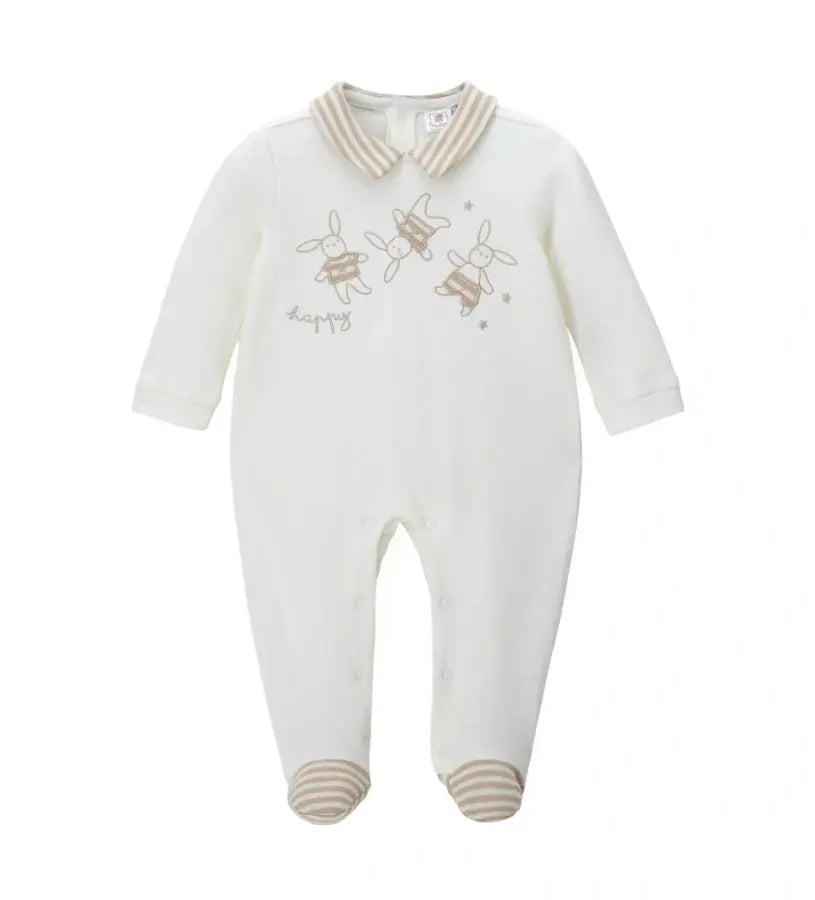 Βρεφική ριγέ ολόσωμη φόρμα Original Marines με στρογγυλό γιακά και στάμπα.