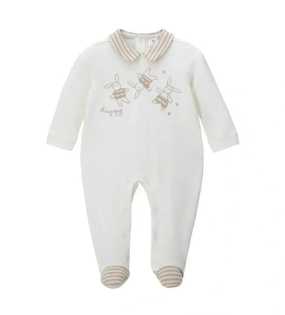 Βρεφική ριγέ ολόσωμη φόρμα Original Marines με στρογγυλό γιακά και στάμπα.