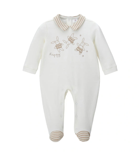 Βρεφική ριγέ ολόσωμη φόρμα Original Marines με στρογγυλό γιακά και στάμπα.