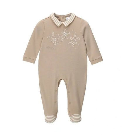 Βρεφική ριγέ ολόσωμη φόρμα Original Marines με στρογγυλό γιακά και στάμπα.