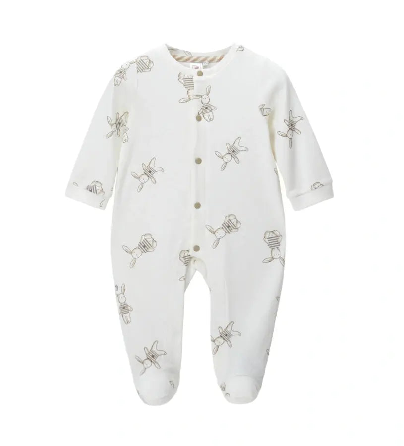 Original Marines Βρεφική Ολόσωμη Φόρμα με All-Over Τύπωμα "Κουνελάκια" & Άνοιγμα Μπροστά (0-9 Μηνών)  