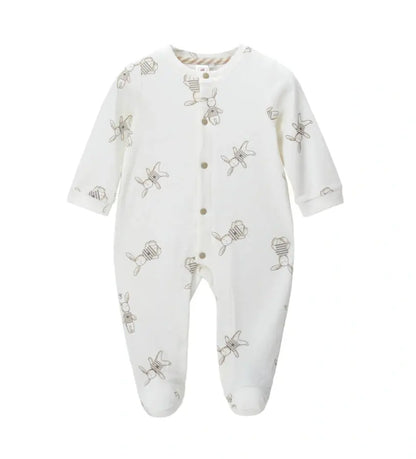 Original Marines Βρεφική Ολόσωμη Φόρμα με All-Over Τύπωμα "Κουνελάκια" & Άνοιγμα Μπροστά (0-9 Μηνών)  