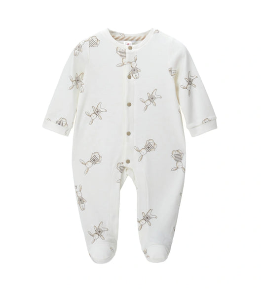 Original Marines Βρεφική Ολόσωμη Φόρμα με All-Over Τύπωμα "Κουνελάκια" & Άνοιγμα Μπροστά (0-9 Μηνών)