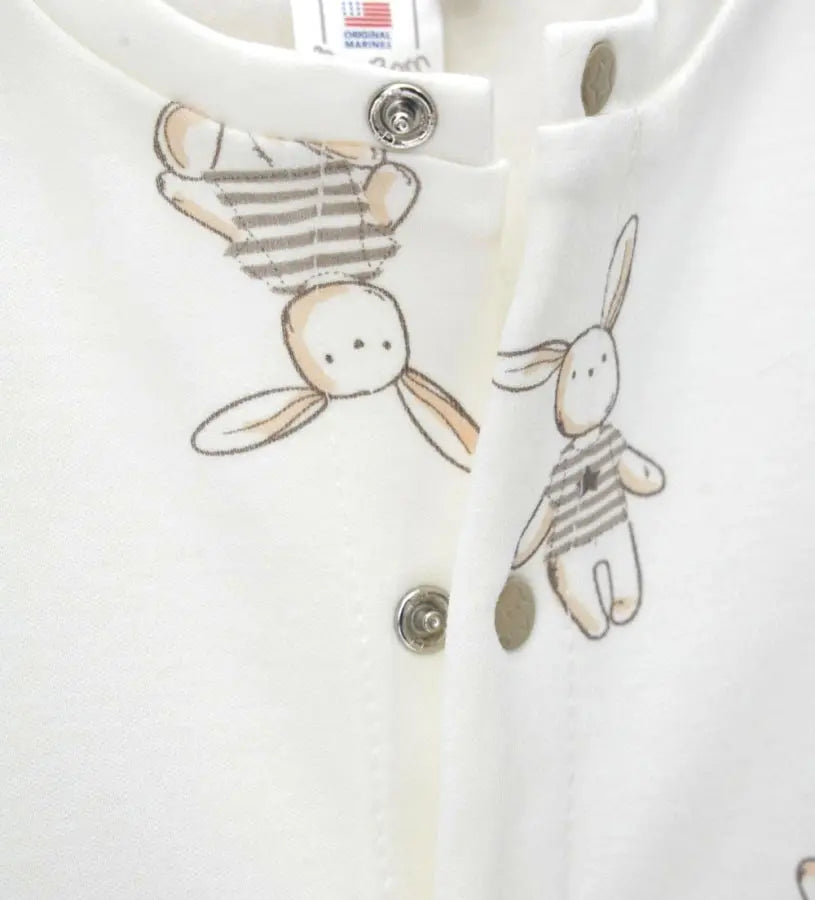 Original Marines Βρεφική Ολόσωμη Φόρμα με All-Over Τύπωμα "Κουνελάκια" & Άνοιγμα Μπροστά (0-9 Μηνών)  