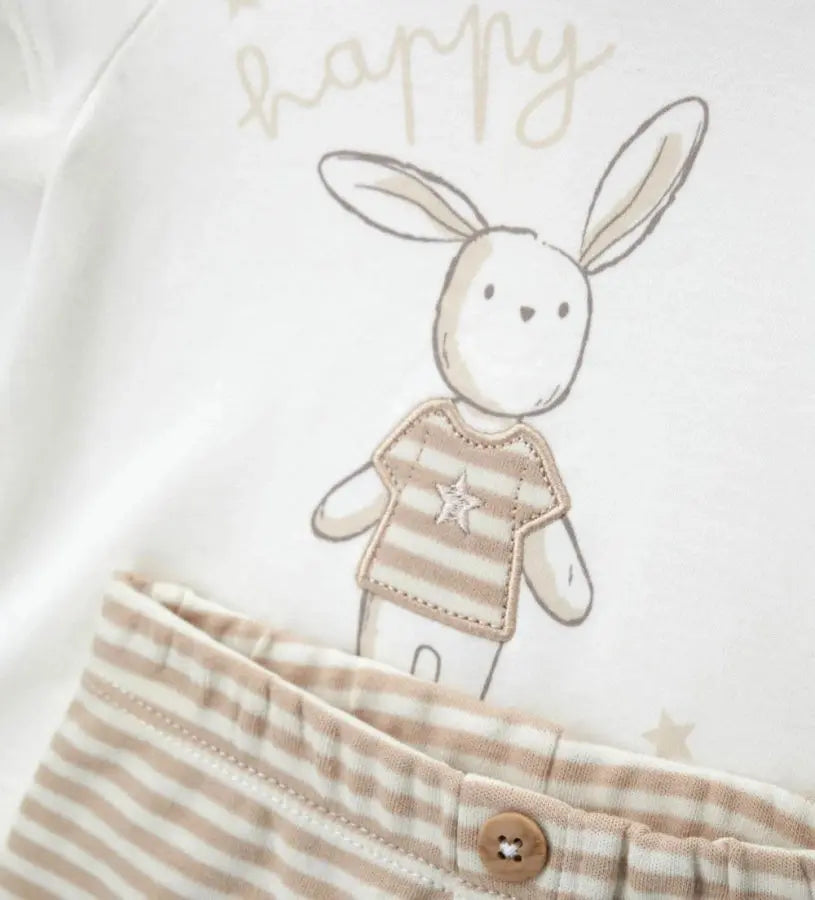 Original Marines Βρεφικό Σετ 2 Τεμαχίων: T-shirt με Στάμπα & Ριγέ Βερμούδα (0-9 Μηνών)  