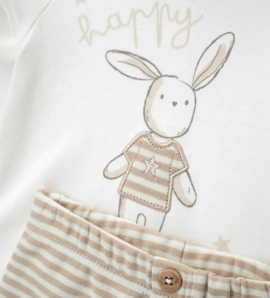 Original Marines Βρεφικό Σετ 2 Τεμαχίων: T-shirt με Στάμπα & Ριγέ Βερμούδα (0-9 Μηνών)  