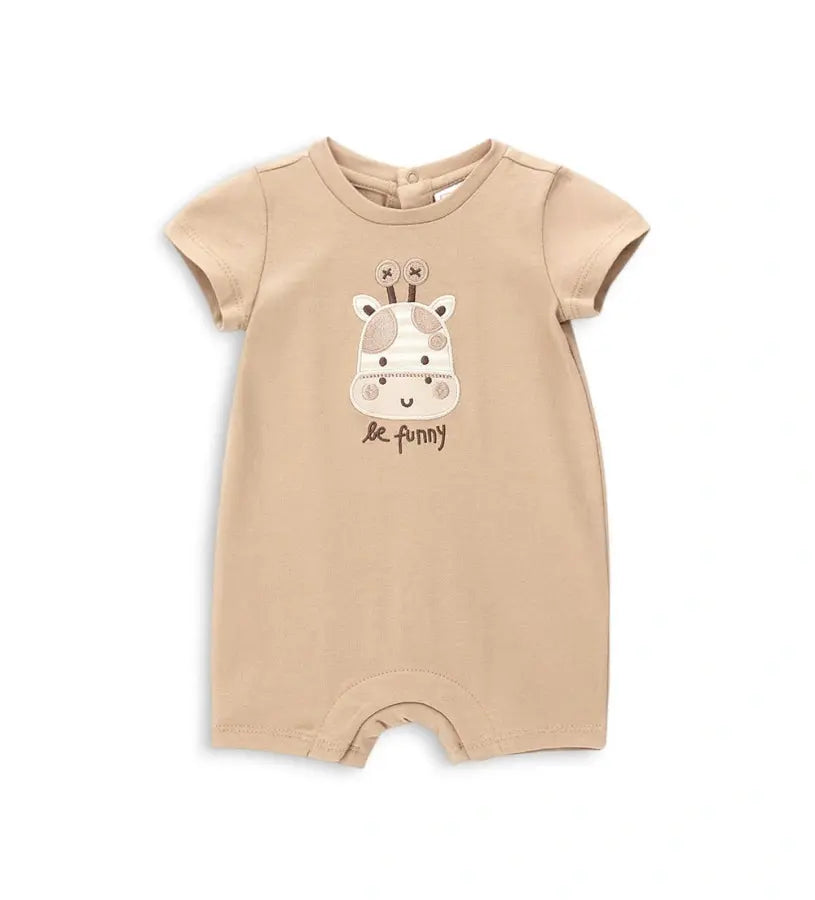 Βρεφικό κοντό φορμάκι για αγόρι Original Marines με κεντημένο πρόσωπο καμηλοπάρδαλης.