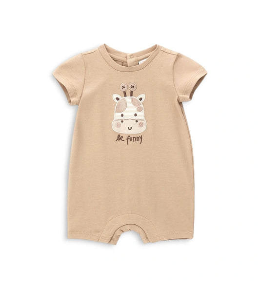 Βρεφικό κοντό φορμάκι για αγόρι Original Marines με κεντημένο πρόσωπο καμηλοπάρδαλης.