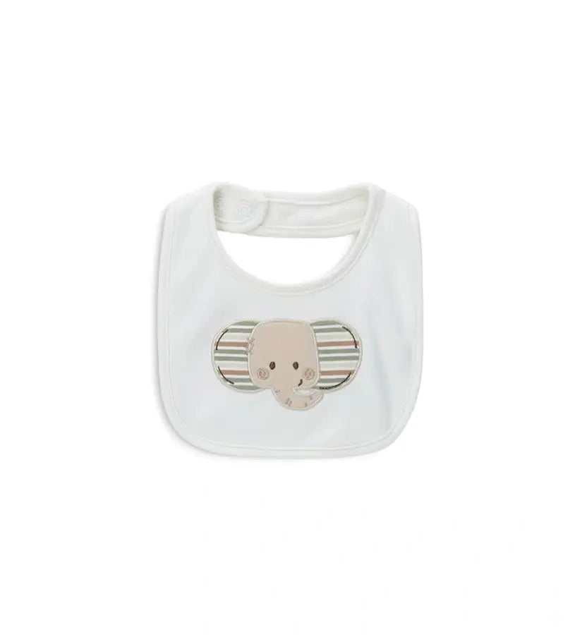 Βρεφική σαλιάρα για αγόρι Original Marines με κεντημένο πρόσωπο ελέφαντα.