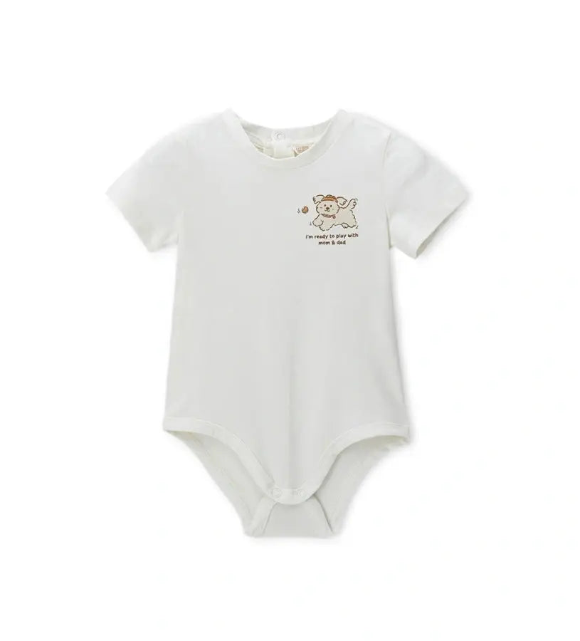 Βρεφικό λευκό κοντομάνικο body Original Marines με διακριτική στάμπα στο στήθος.