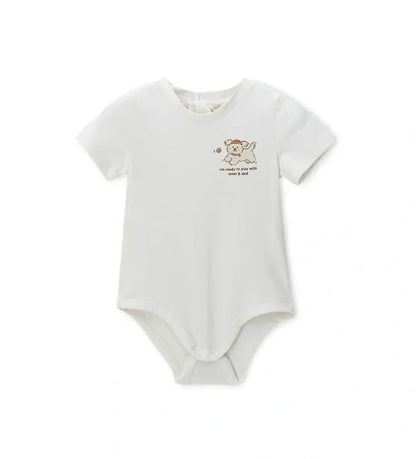 Βρεφικό λευκό κοντομάνικο body Original Marines με διακριτική στάμπα στο στήθος.