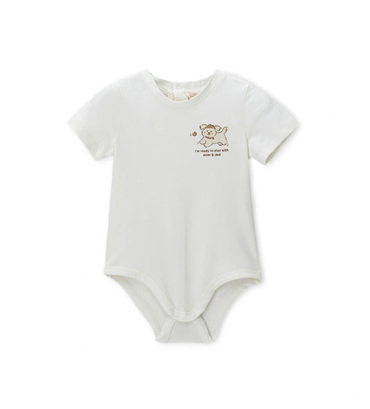 Βρεφικό λευκό κοντομάνικο body Original Marines με διακριτική στάμπα στο στήθος.