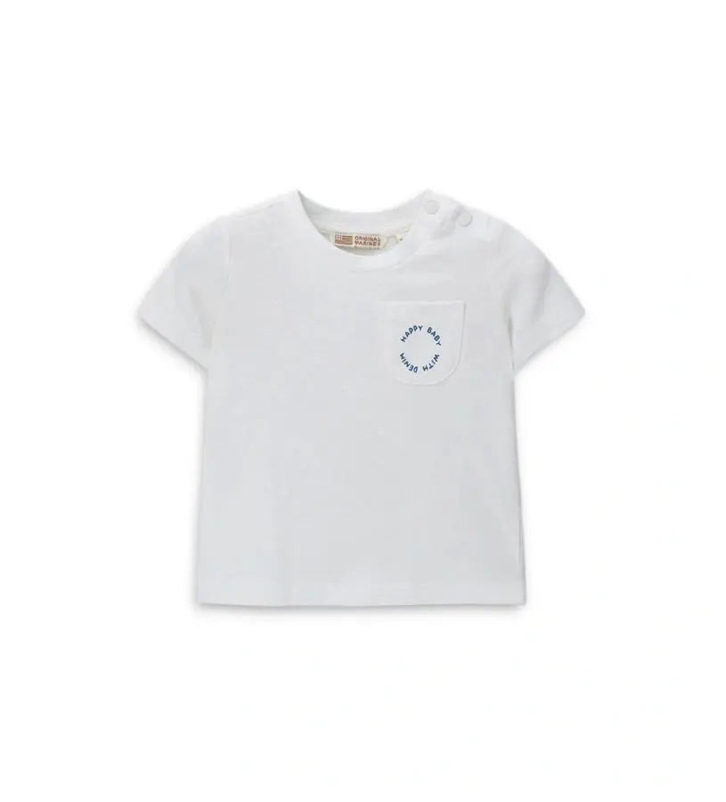 Βρεφική κοντομάνικη μπλούζα Original Marines με διακοσμητικό τσεπάκι και στάμπα.