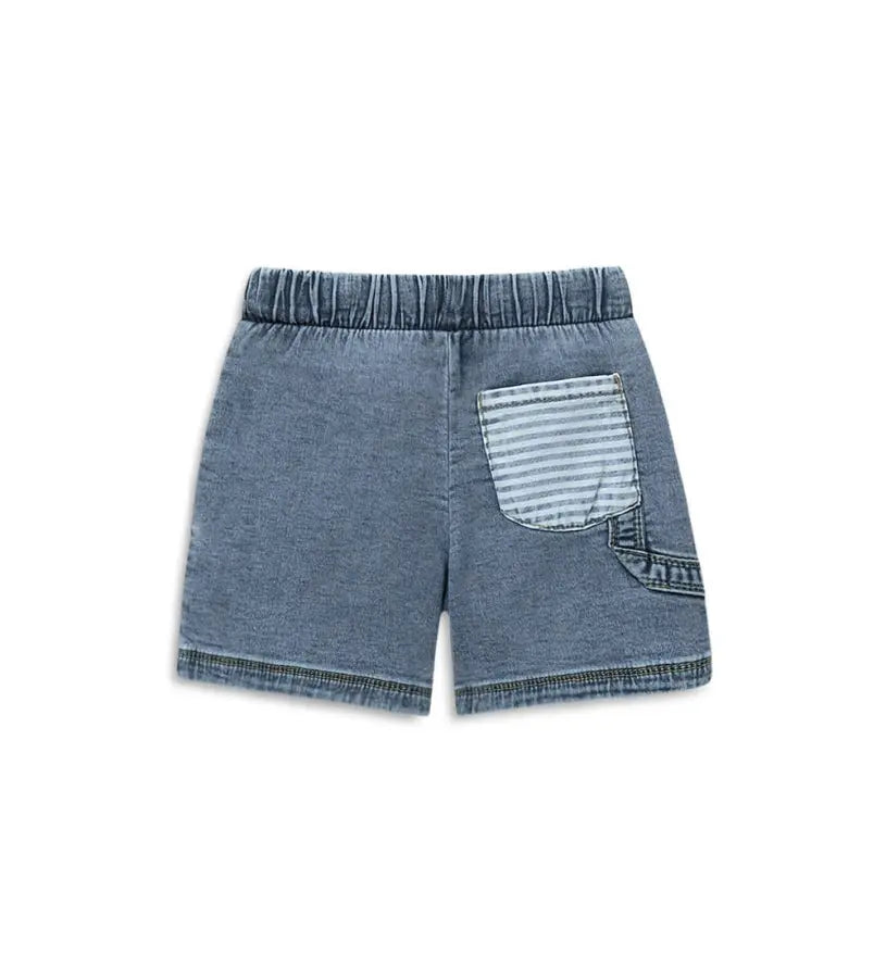 Front View: Βρεφική μπλε βερμούδα  Η πίσω όψη της παιδικής βερμούδας Original Marines με έμφαση στην ελαστική μέση.