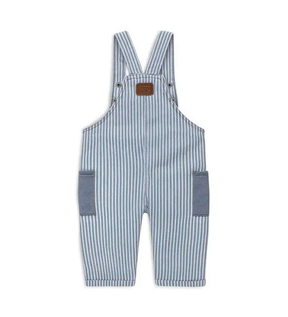 Παιδική σαλοπέτα με κάθετες ρίγες και denim λεπτομέρειες, ιδανική για επίσημες περιστάσεις.