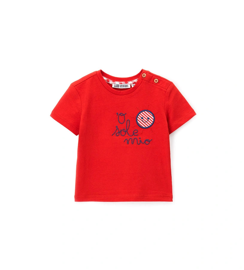 Βρεφικό κόκκινο T-shirt για αγόρι από 100% βαμβάκι Original Marines.