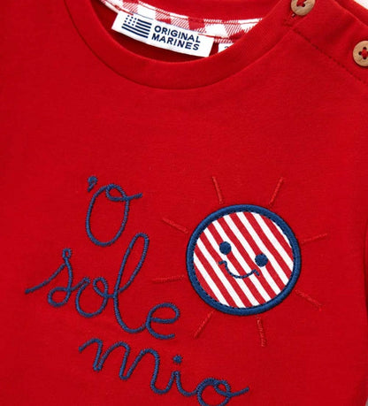 Βρεφικό κόκκινο T-shirt για αγόρι από 100% βαμβάκι Original Marines.