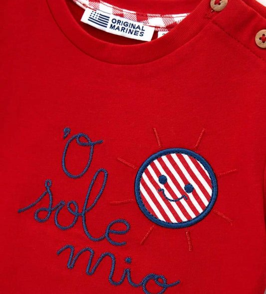 Βρεφικό κόκκινο T-shirt για αγόρι από 100% βαμβάκι Original Marines.