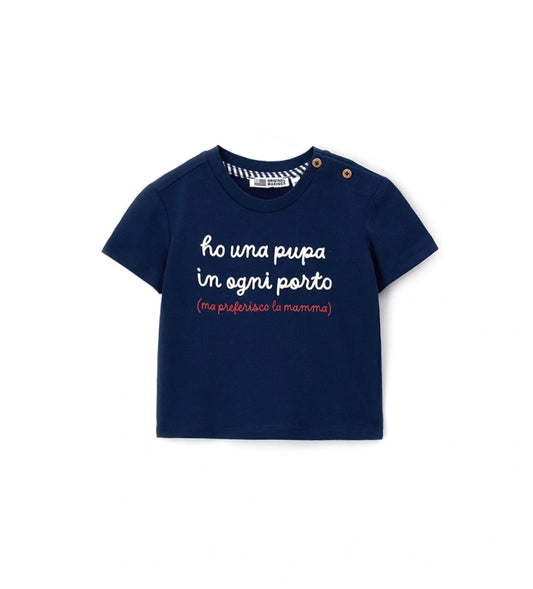 Βρεφικό μπλε T-shirt για αγόρι από 100% βαμβάκι Original Marines.