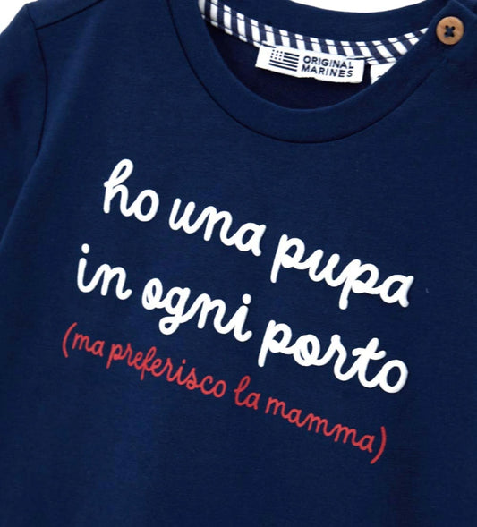 Βρεφικό μπλε T-shirt για αγόρι από 100% βαμβάκι Original Marines.