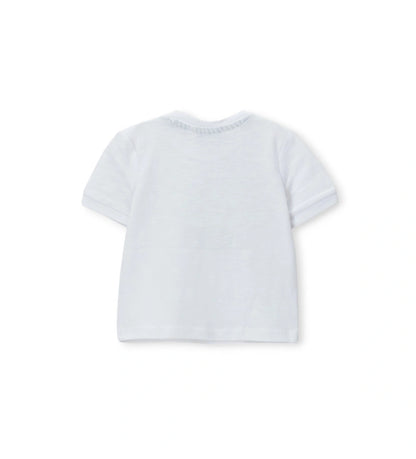Βρεφικό λευκό βαμβακερό T-shirt για αγόρι 3-18 μηνών με κέντημα φάρο Original Marines.