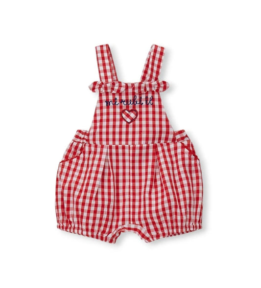 Βρεφική ολόσωμη φόρμα για κορίτσι καρό gingham με κέντημα Original Marines.