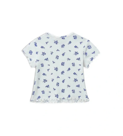 Βρεφική κοντομάνικη ριμπ μπλούζα Original Marines με ολόσωμο τύπωμα από μικρά λουλούδια.