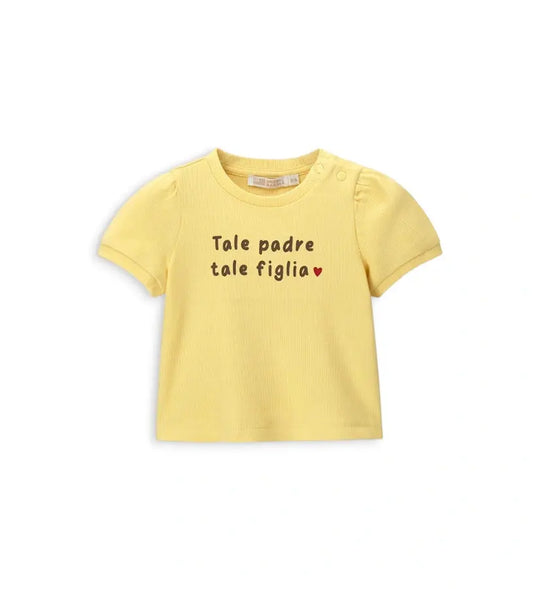 Βρεφική κοντομάνικη ριμπ μπλούζα Original Marines με σούρες στα μανίκια και χαριτωμένη στάμπα.