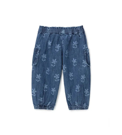 Βρεφικό τζιν παντελόνι Original Marines από ελαφρύ denim με λουλουδάκια στο κάτω μέρος.