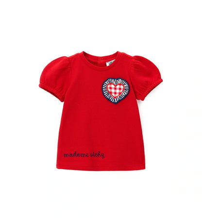 Βρεφικό T-shirt για κορίτσι 3-18 μηνών από βαμβακερό piqué με κεντημένη καρδιά Original Marines.