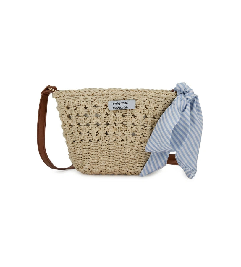 Παιδική τσάντα bucket από φυσική ψάθα raffia με ρυθμιζόμενο λουράκι Original Marines.