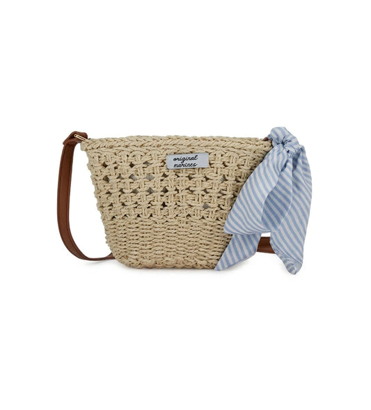 Παιδική τσάντα bucket από φυσική ψάθα raffia με ρυθμιζόμενο λουράκι Original Marines.