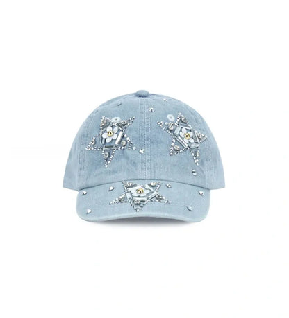 Παιδικό τζιν καπέλο jockey Original Marines για κορίτσι με διακοσμητικά στρας στο μπροστινό μέρος.