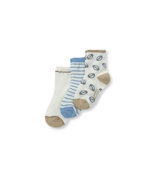 Σετ 3 βρεφικές κάλτσες Original Marines για αγόρι σε μπλε και μπεζ χρώμα με ρίγες.