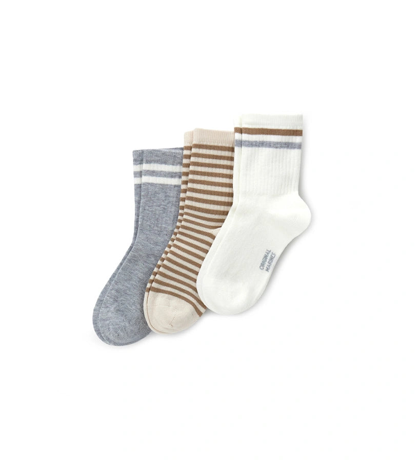 Σετ 3 παιδικές κάλτσες Original Marines σε μπλε, λευκό και γκρι χρώμα με ρίγες.