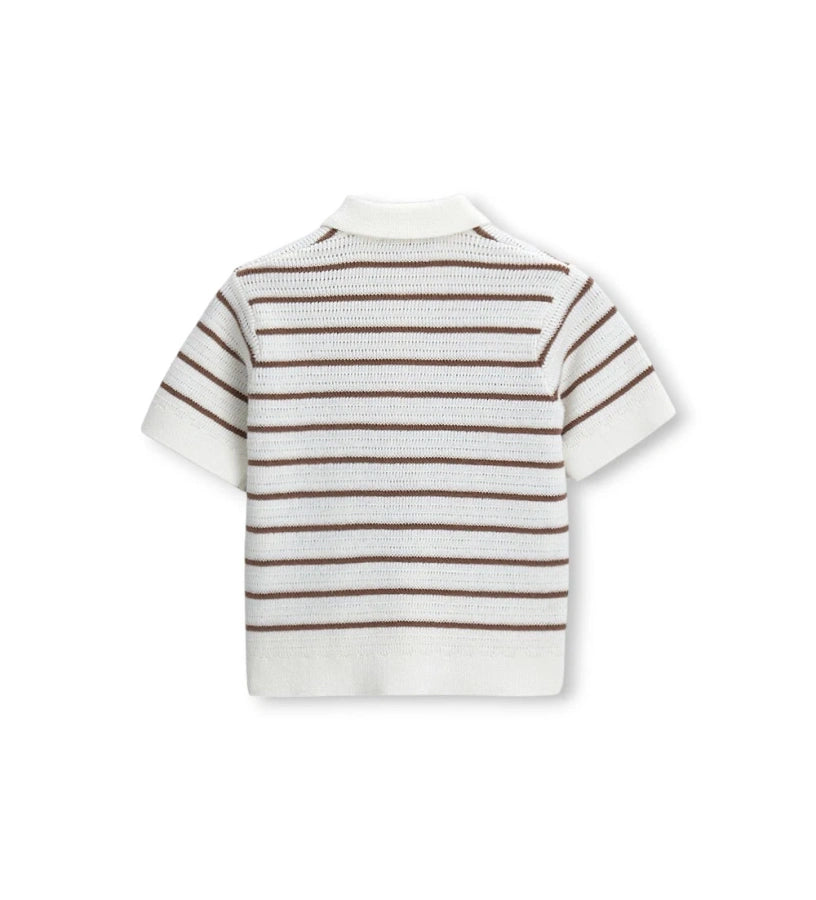 Η ποιοτική εφαρμογή και η υφή της παιδικής πλεκτής μπλούζας πόλο για ηλικίες 6m-5y.