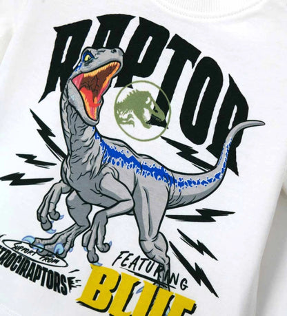 Παιδικό κρεμ T-shirt Jurassic World για αγόρι με τύπωμα δεινοσαύρου Original Marines.
