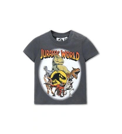 Παιδικό γκρι T-shirt Jurassic World για αγόρι με τύπωμα δεινοσαύρου Original Marines.