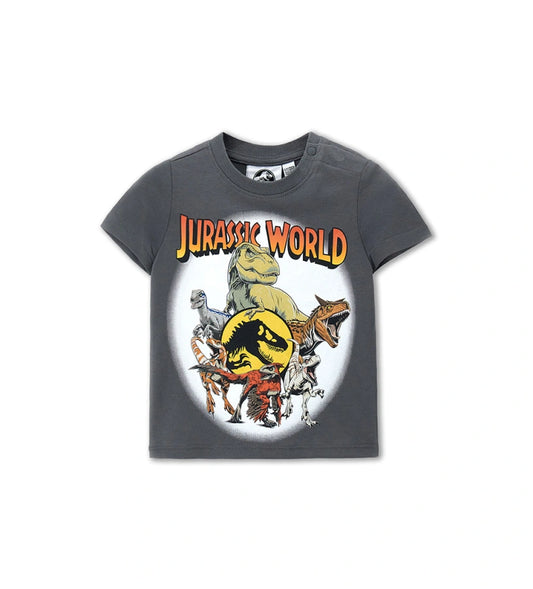 Παιδικό γκρι T-shirt Jurassic World για αγόρι με τύπωμα δεινοσαύρου Original Marines.