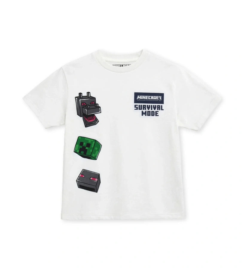 Παιδικό λευκό T-shirt Minecraft για αγόρι με τύπωμα χαρακτήρων Original Marines.
