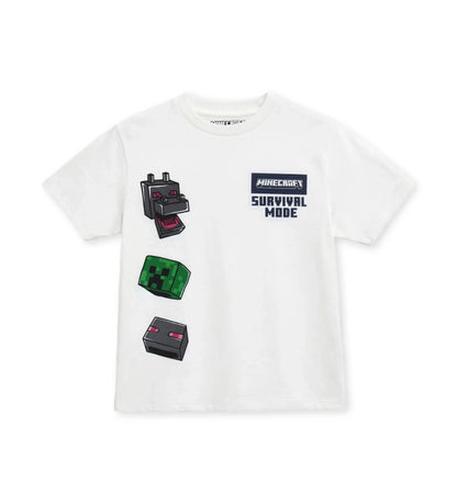 Παιδικό λευκό T-shirt Minecraft για αγόρι με τύπωμα χαρακτήρων Original Marines.