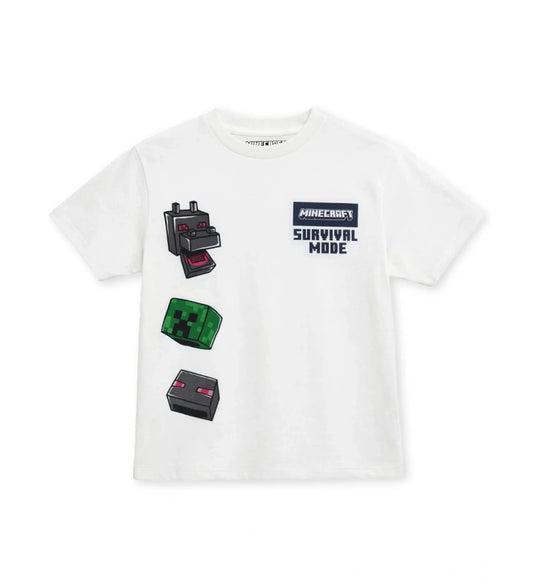 Παιδικό λευκό T-shirt Minecraft για αγόρι με τύπωμα χαρακτήρων Original Marines.