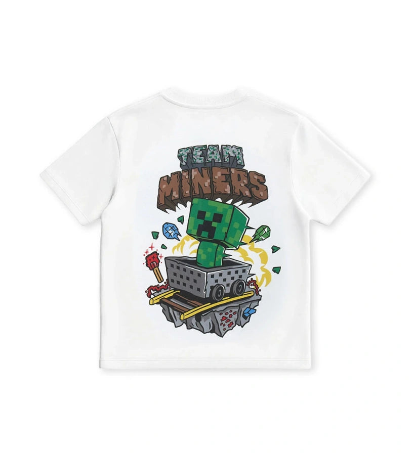 Παιδικό λευκό T-shirt Minecraft για αγόρι με τύπωμα χαρακτήρων Original Marines.