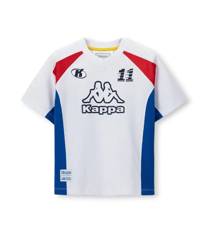 Παιδικό λευκό T-shirt Kappa για αγόρι με oversized γραμμή και λογότυπο Original Marines.
