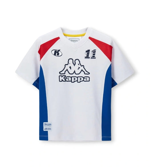 Παιδικό λευκό T-shirt Kappa για αγόρι με oversized γραμμή και λογότυπο Original Marines.